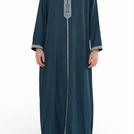 Men's Eid Aqua Green Hooded Moroccan Thobe Robe Djellaba Ramadan Jubba- HM3
