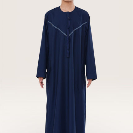 Kids Boys Eid Navy Blue Moroccan Thobe Robe Djellaba Ramadan Eid Jubba- K-HM10