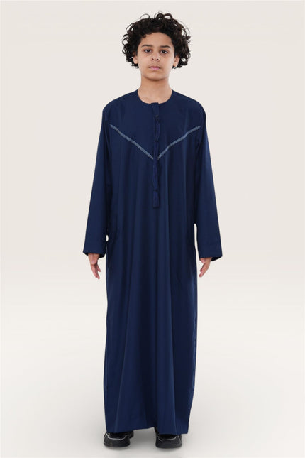 Kids Boys Eid Navy Blue Moroccan Thobe Robe Djellaba Ramadan Eid Jubba- K-HM10