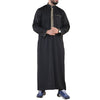 Mens Black Thobe Jubba Emirati Islamic Arabic Eid Embroidery Kaftan Jubbah Robe