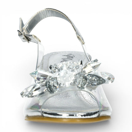 Laura Vita Women’s Mily-22 Clear Silver Slip-On Cinderella Heel Sandals