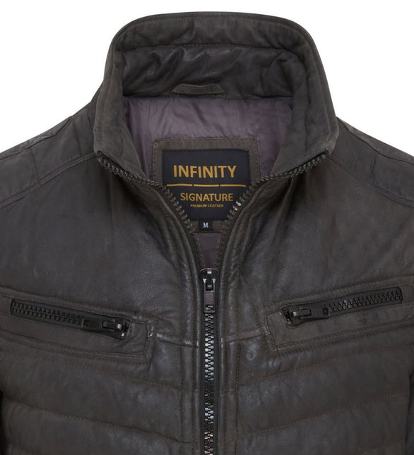 Men's Puffer Leather Biker Quilted Vintage Bomber Jacket