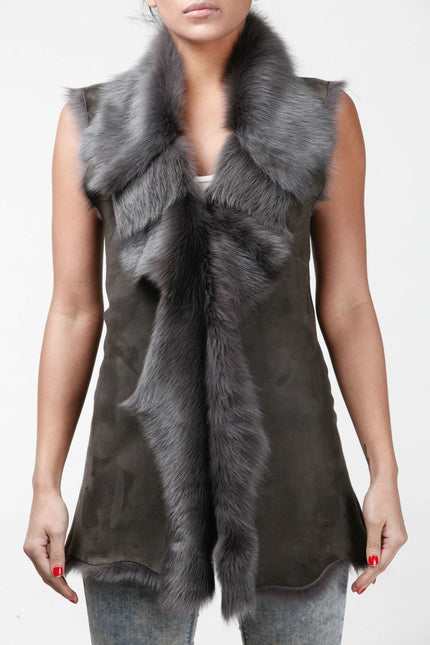 Women's Toscana Sheepskin Long Gilet-Sorocaba