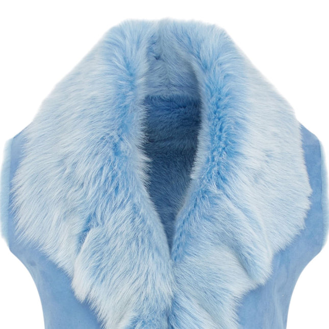Women's Blue Toscana Sheepskin Long Gilet-Sorocaba