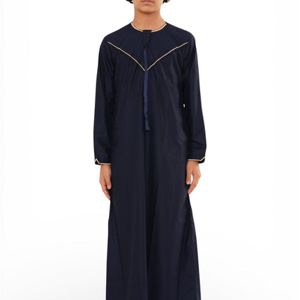 Kids Boys Ramadan Navy Blue Moroccan Jubba Robe Djellaba Eid Thobe - K-TT-006