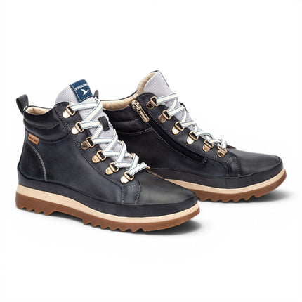 Pikolinos Women's Blue Leather Trainers Sneaker Winter Lace-up Boots - Vigo