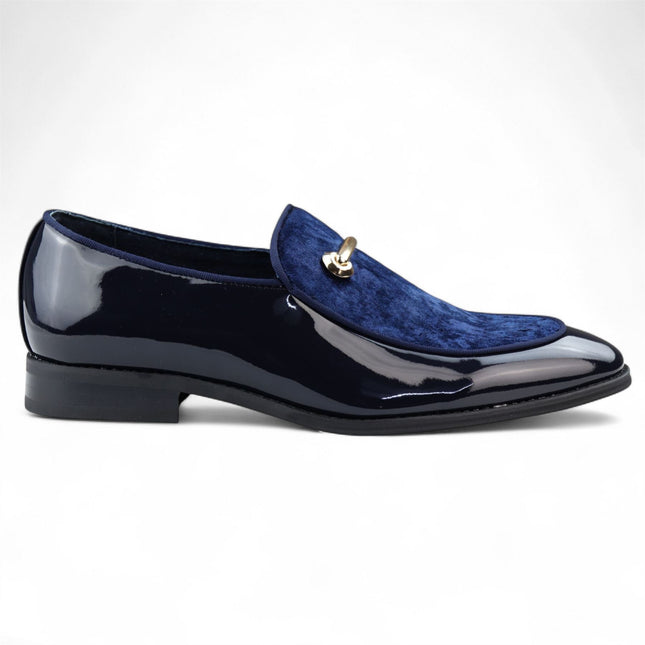 Men’s Smart Blue Loafers Leather Lined Velvet Slip-On Shoes