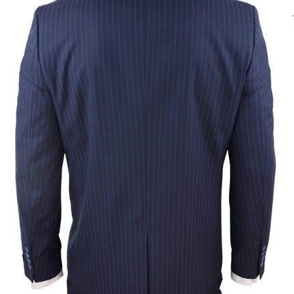 Men's 3 Piece Navy Blue Pinstripe Retro Suit