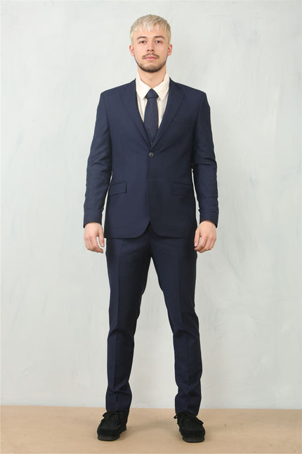 Men's Navy 3 Piece Formal Classic Prom Suit Workwear
