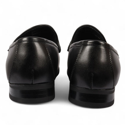 Men's Black Loafers with Gold Buckle Smart Slip-On Shoes