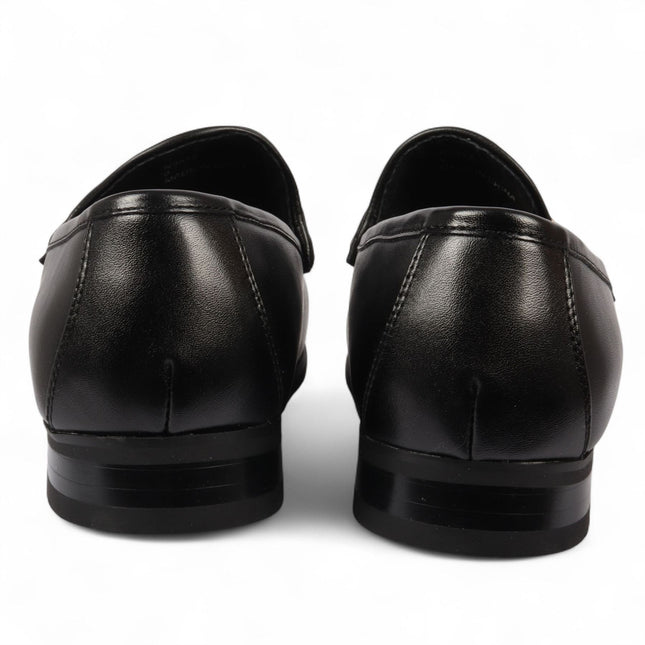 Men's Black Loafers with Gold Buckle Smart Slip-On Shoes