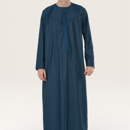 Men's Ramadan Eid Blue Moroccan Jubba Robe Djellaba Thobe - TT-008