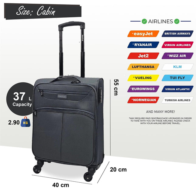 Lightweight Soft Suitcase Luggage Travel TSA Set