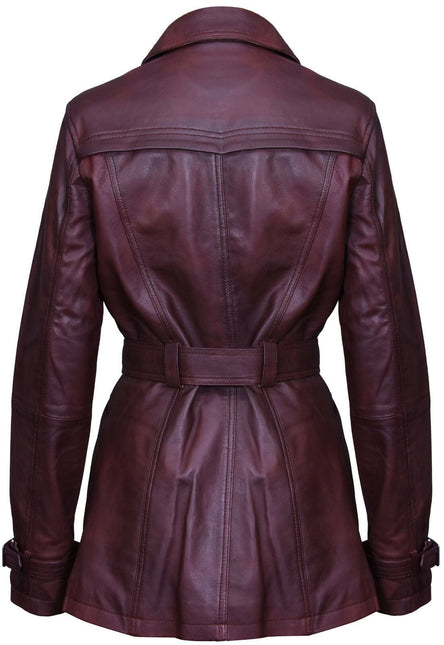 Womens Nappa Leather Trench Coat-Mosul