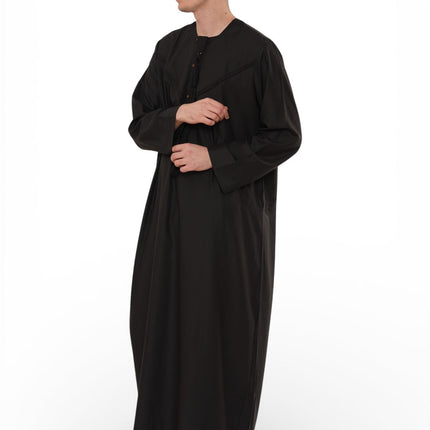 Men's Eid Black Moroccan Jubba Robe Djellaba Ramadan Eid Thobe - HM11