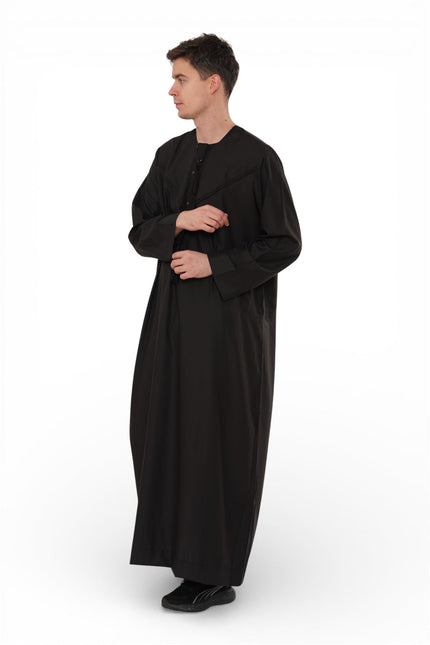 Men's Eid Black Moroccan Jubba Robe Djellaba Ramadan Eid Thobe - HM11