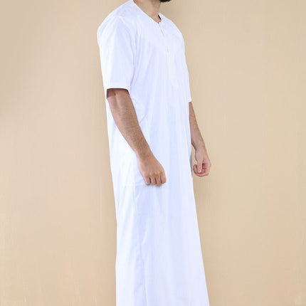 Mens White Thobe Jubba Islamic Arab Moroccan Saudi Zipped Kaftan Arab Robe