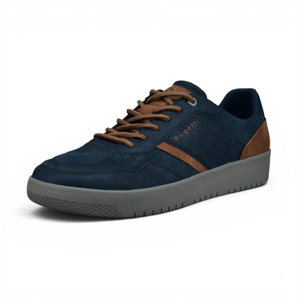 Bugatti Men's Navy Blue Leather Fashion Comfort Trainer Shoes - Llopart