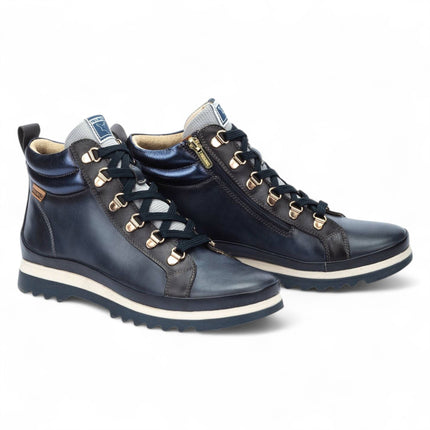 Pikolinos Women’s Blue Leather Ankle Trainers Boots - Vigo