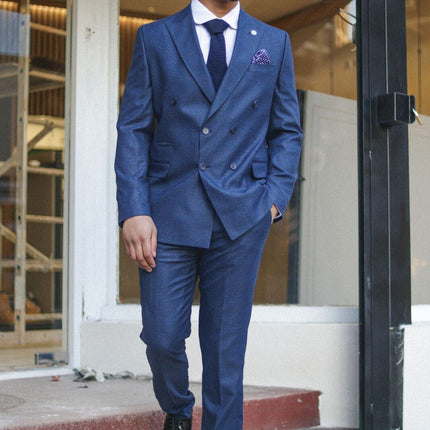 Men's Classic Blue Double Breasted 2-Piece Suit