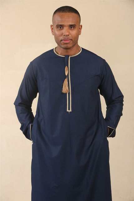 Men's Omani Eid Blue Thobe  Saudi Emirati Jubba Robe