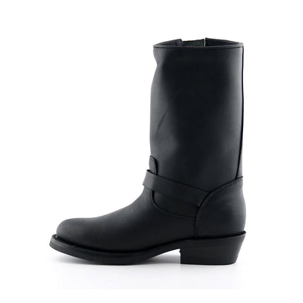 Grinders Unisex Black Smooth Sole Western Leather Boots - Rebel