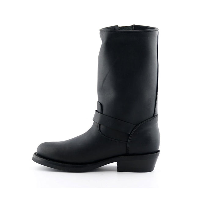 Grinders Unisex Black Smooth Sole Western Leather Boots - Rebel