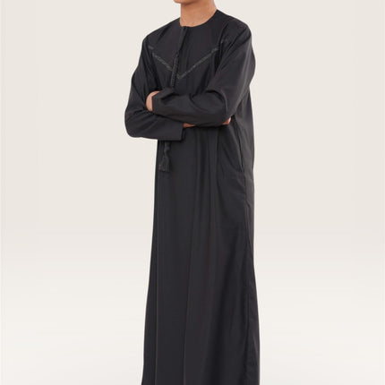 Kids Boys Ramadan Eid Charcoal Grey Moroccan Jubba Robe Djellaba Thobe - K-TT008
