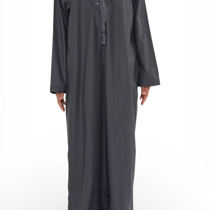 Kids Boys Eid Grey Moroccan Jubba Robe Djellaba Ramadan Eid Thobe - K-HM11