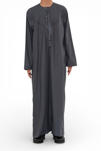 Kids Boys Eid Grey Moroccan Jubba Robe Djellaba Ramadan Eid Thobe - K-HM11