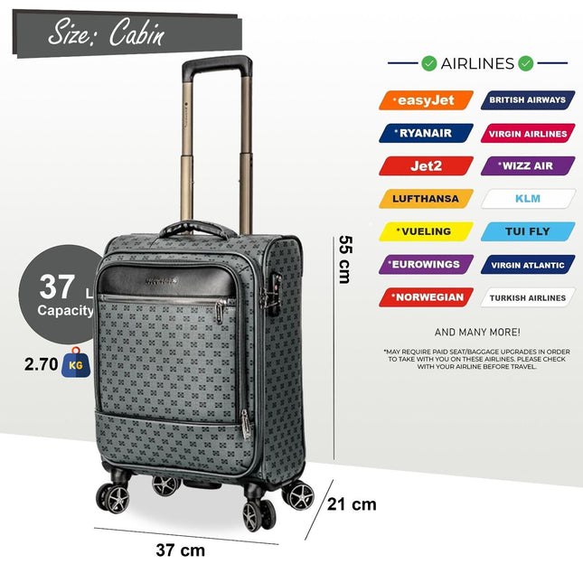 Lightweight Brown Cabin Suitcase Luggage Travel Bag