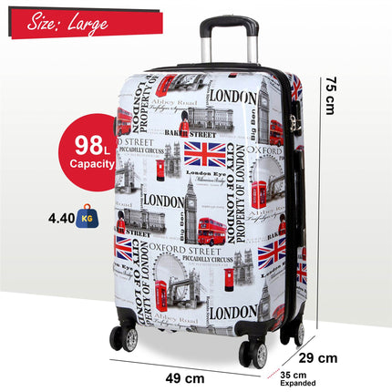 Strong Expandable Hard Shell 8 Wheel Suitcase Set Print Luggage Cabin Travel Bag