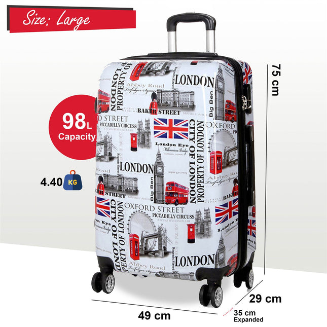 Strong Expandable Hard Shell 8 Wheel Suitcase Set Print Luggage Cabin Travel Bag