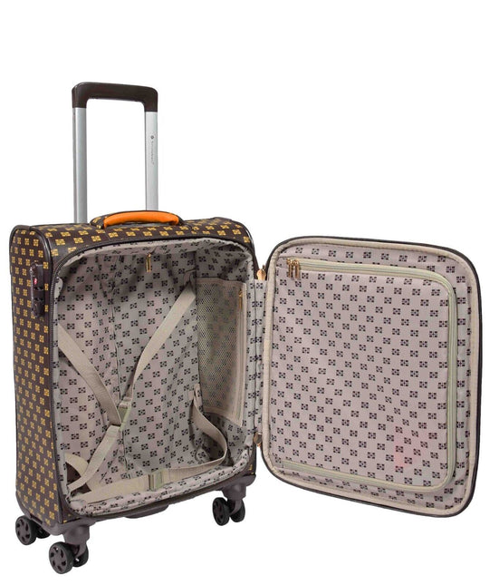 Lightweight Brown Cabin Suitcase Luggage Travel Bag