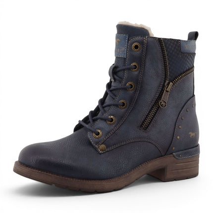 Mustang Women's Navy Warm Winter Lace-Up Ankle Boots - M0072014