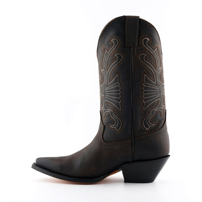 Grinders Brown Leather Western Cowboy Boots - Buffalo