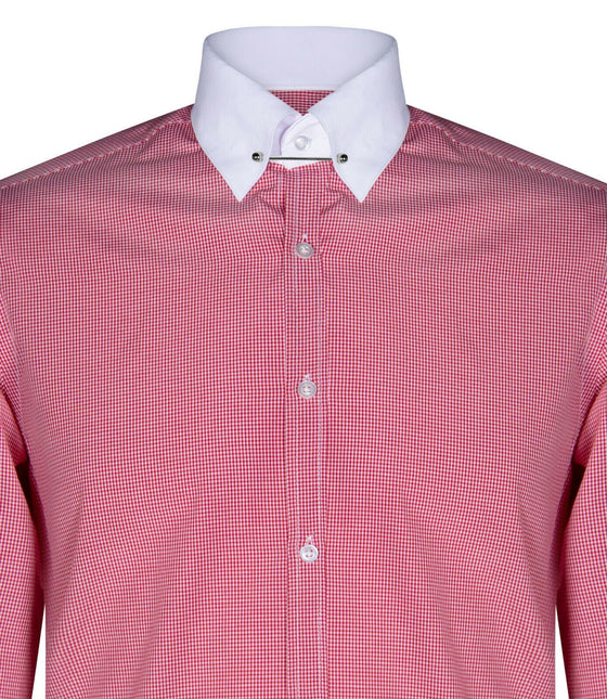 Mens Club Collar Red Shirt 1920s Peaky Blinders With Bar Poplin Pin Smart Casual