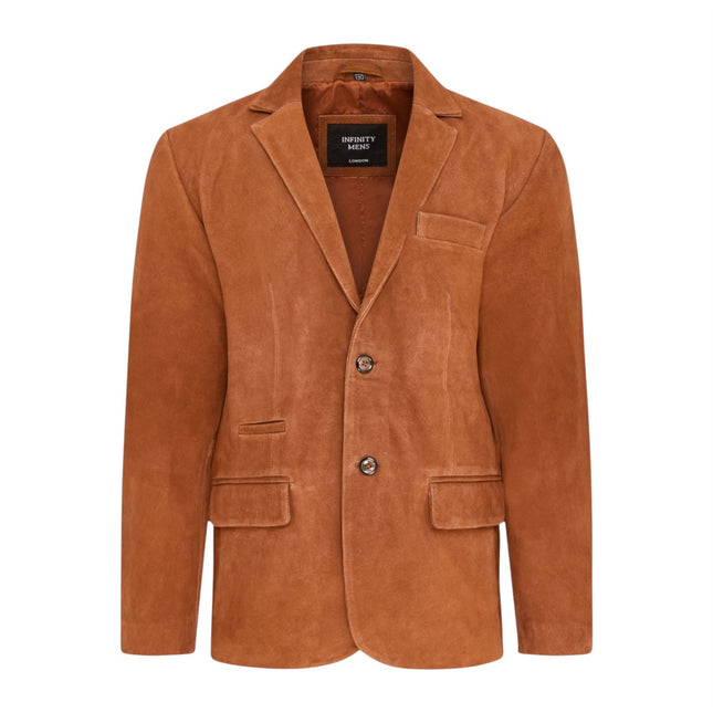 Mens Italian Rust Suede Leather Blazer Jacket - Aarau