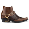 Men's Brown Leather Two-Tone Winklepicker Biker Boots