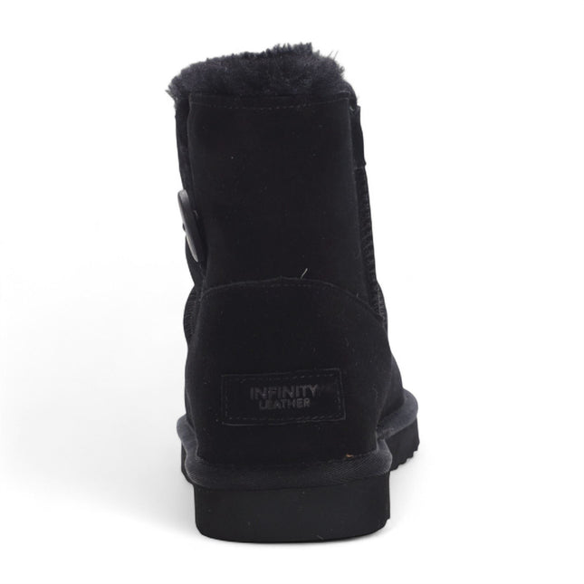 Women's Sheepskin Suede Black Ankle Bootie Warm Winter Boots - Alpine