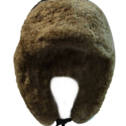 Men's B3 Brown Ginger RAF Aviator Shearling Sheepskin WW2 Flying Hat