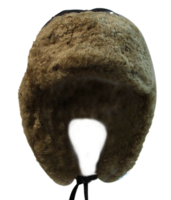 Men's B3 Brown Ginger RAF Aviator Shearling Sheepskin WW2 Flying Hat