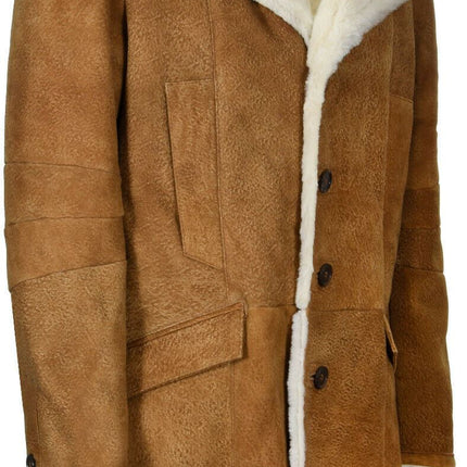 Mens Warm Sheepskin Trench Coat-Managua