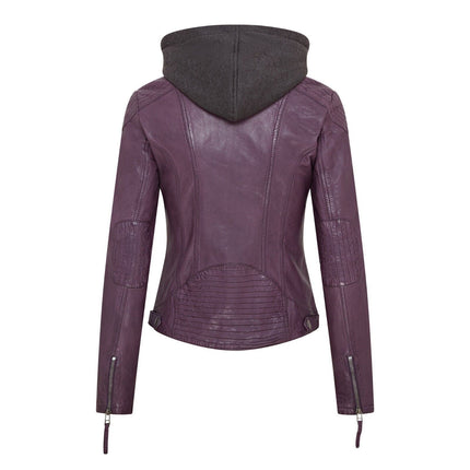 Womens Hooded Classic Biker Jacket - Brazzaville