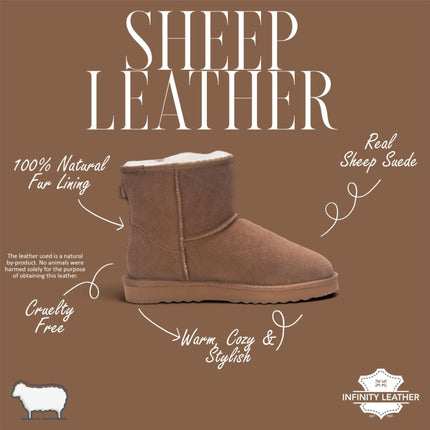 Men's Chestnut Tan Real Sheepskin Suede Winter Ankle Boots - Harbour