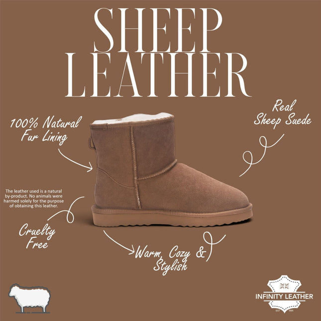 Men's Chestnut Tan Real Sheepskin Suede Winter Ankle Boots - Harbour