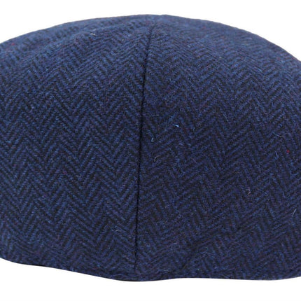 Mens Peaky Blinders Tweed Gatsby Flat Baker Hat With Razor Blade