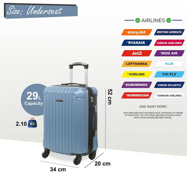 Hard Shell ABS 4 Wheels Luggage Travel Cabin Suitcase Set
