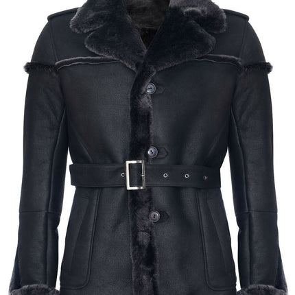 Mens Merino Sheepskin Suede Jacket with Tie Belt-Granada