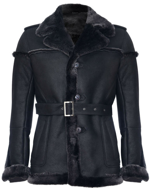 Mens Merino Sheepskin Suede Jacket with Tie Belt-Granada